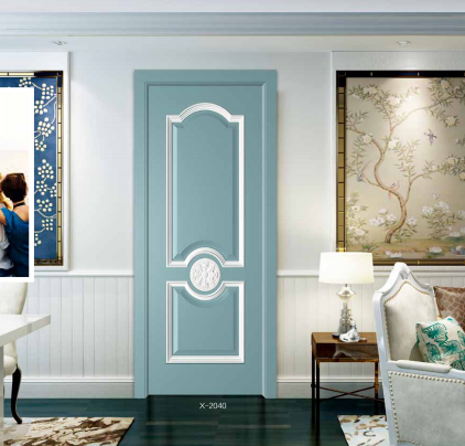 鑫順來(lái)X-2040雕花帶扣線叉色平開(kāi)隔音地中海蘭混油實(shí)木烤漆門(mén)