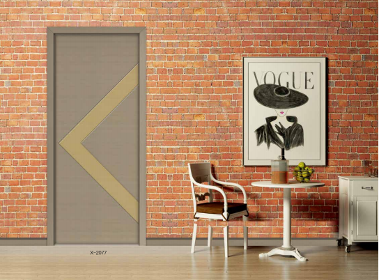 鑫順來X-2077雕花叉色平開隔音實木烤漆門