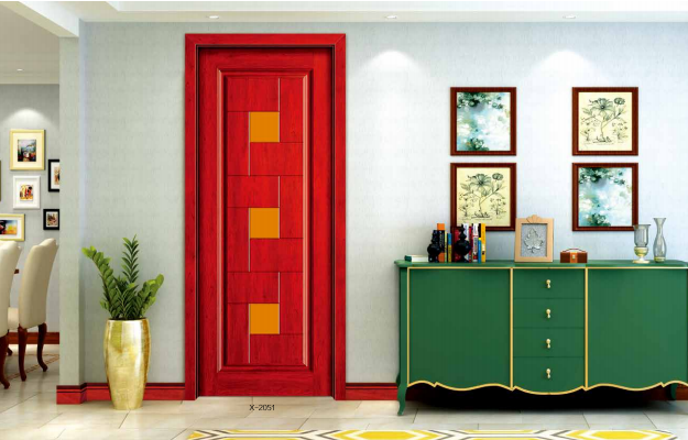 廠家批發(fā)鑫順來X-2051雕花叉色烤漆實木工藝門