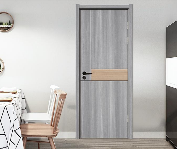 2020年新款零度鑫順來X-9007平開拼貼鑲金屬條實木烤漆門