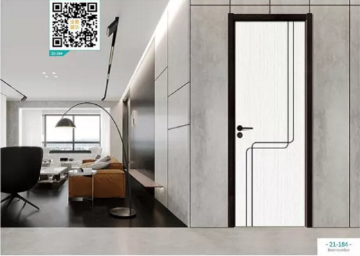 廠價(jià)新款鑫順來21-184掃碼叉色條木門，掃二維碼看裝修風(fēng)格