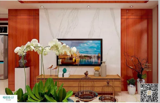 廠價新款鑫順來DQ-17掃碼中式電視墻，掃二維碼看裝修風(fēng)格